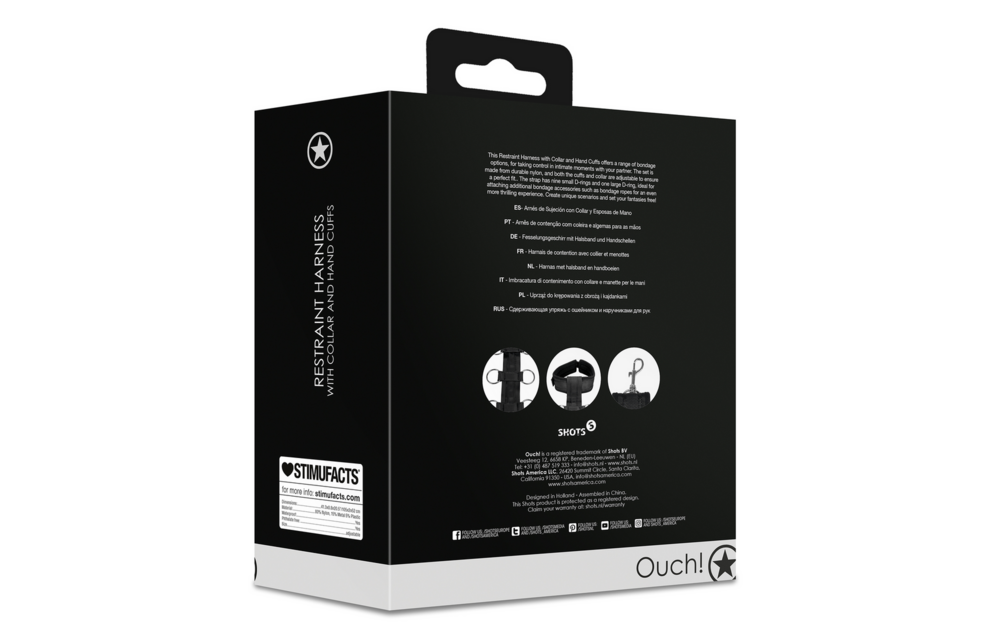 Beperkingsharnas met Halsband en Handboeien - Zwart