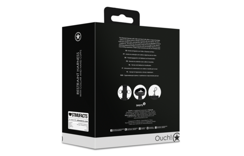 Fesselgeschirr mit Halsband und Handschellen – verstellbar, schwarz