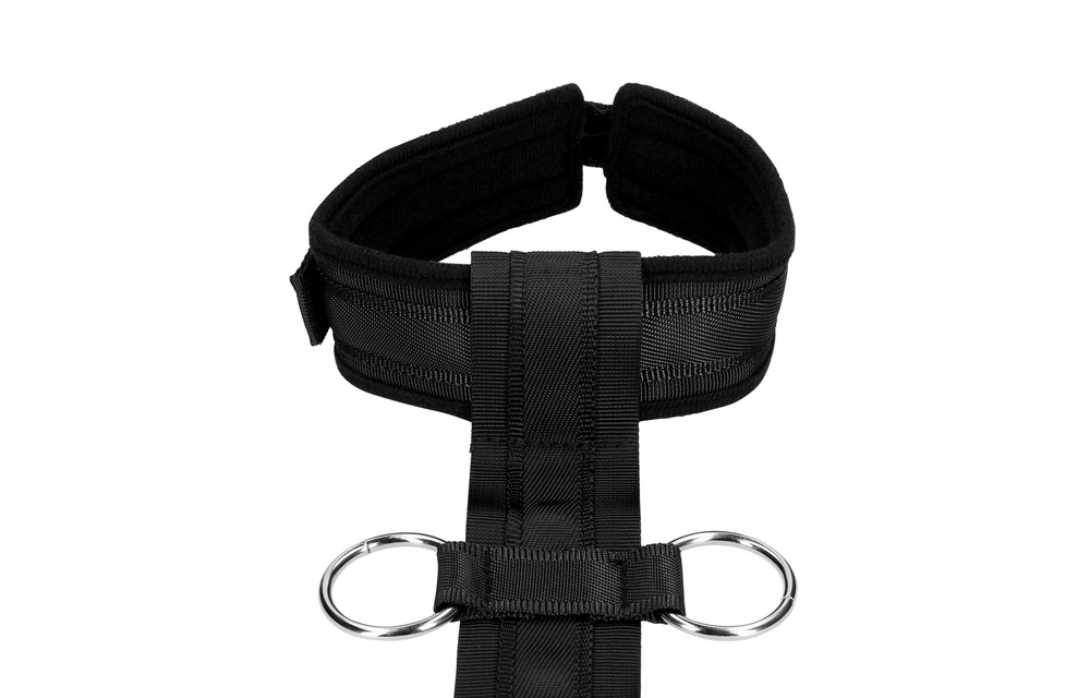 Restraint Harness With Collar & Handcuffs - Adjustable Black