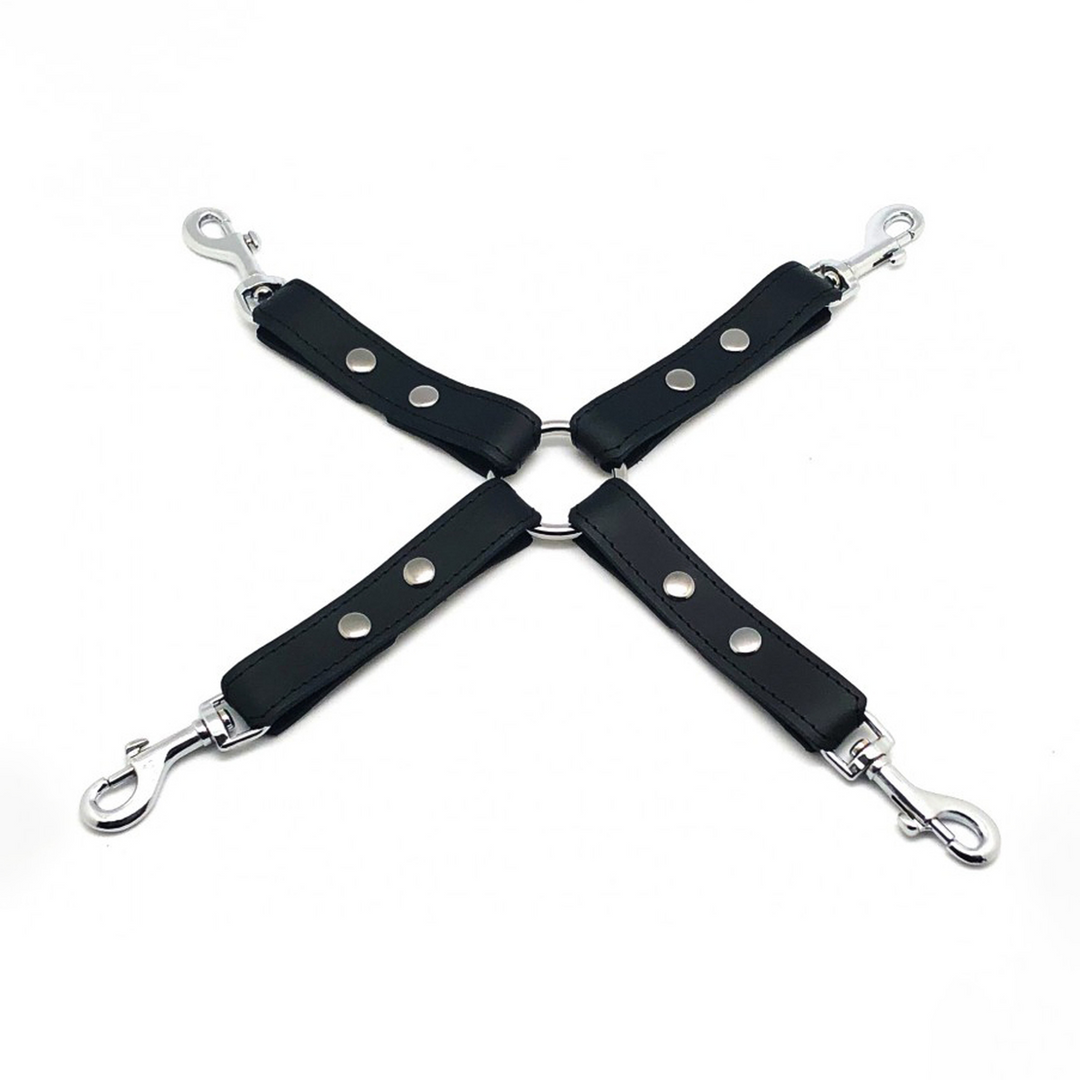 Leather BDSM knot with hooks, black – stylish and durable