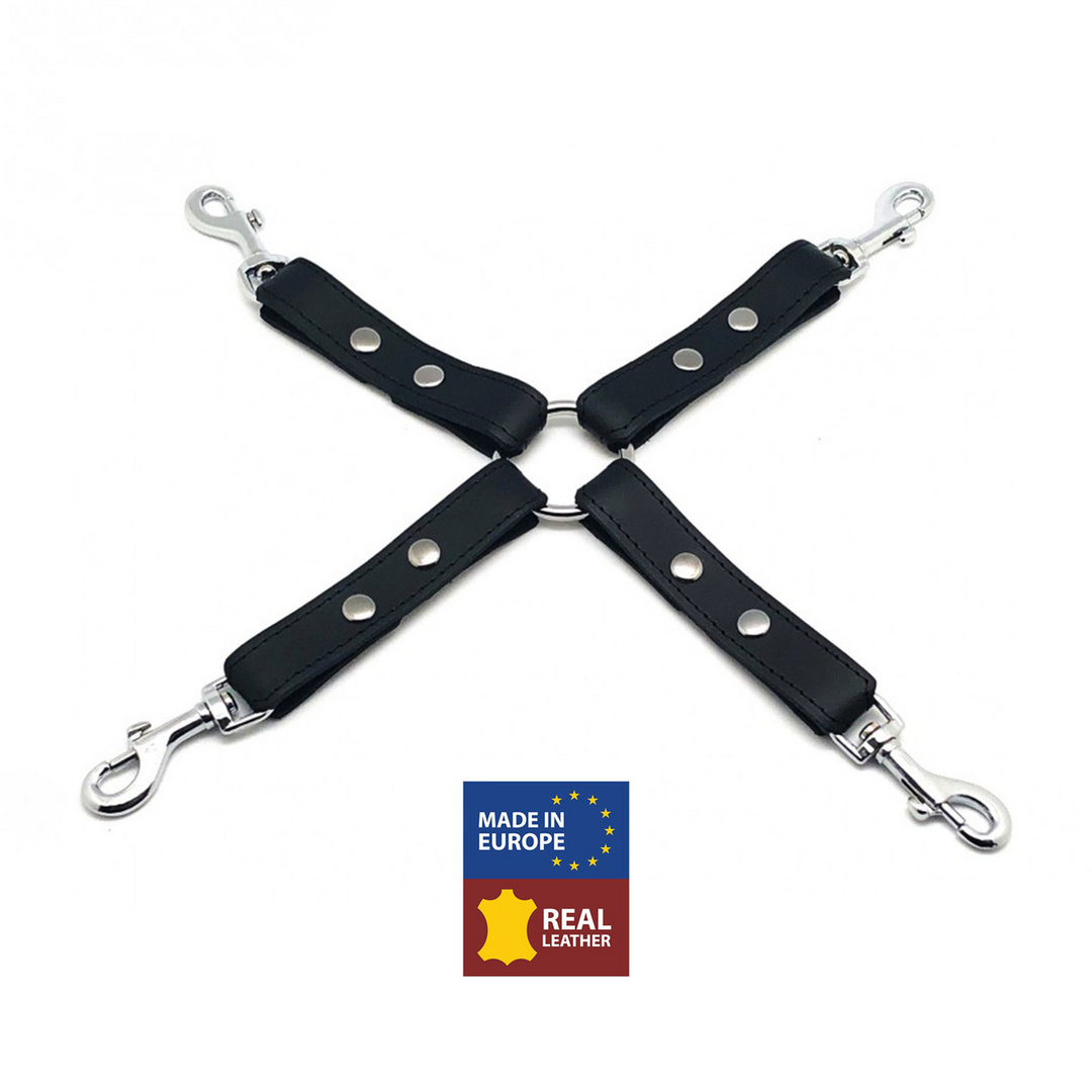 Leather BDSM knot with hooks, black – stylish and durable