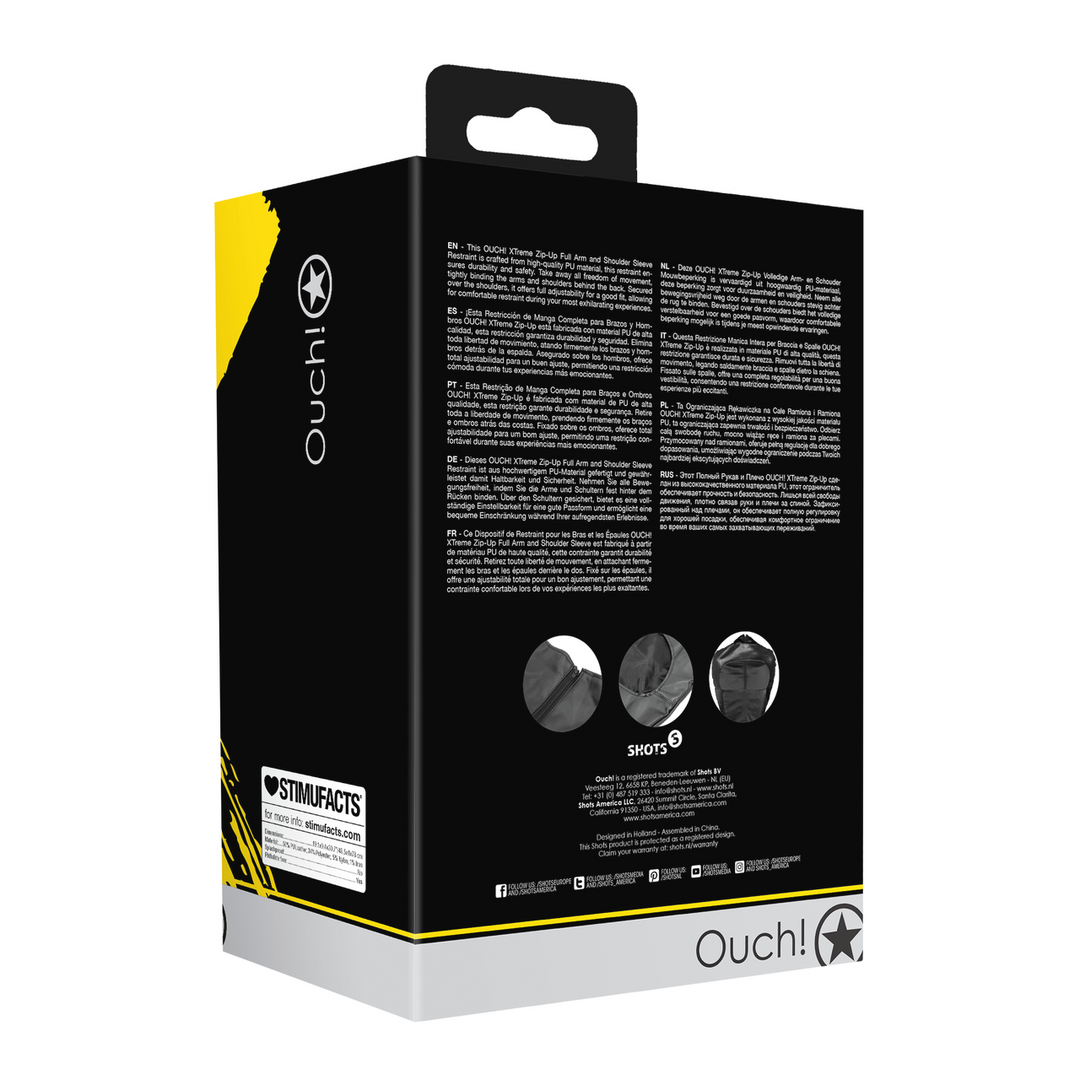 Zip-Up Volledige Arm en Schouder Mouw Beperking - Zwart