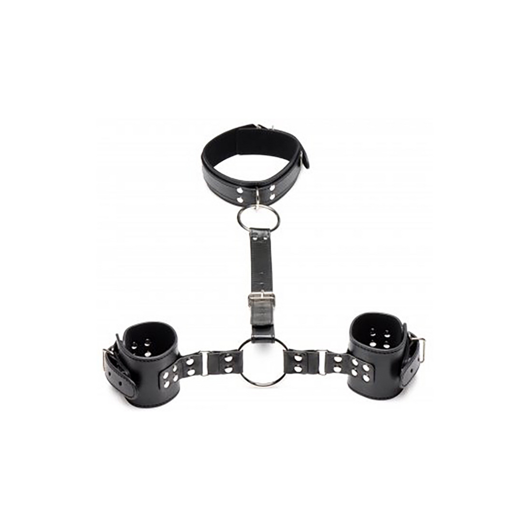 Neck to Wrist Bindings | Comfortable Vegan PU Leather Handcuffs