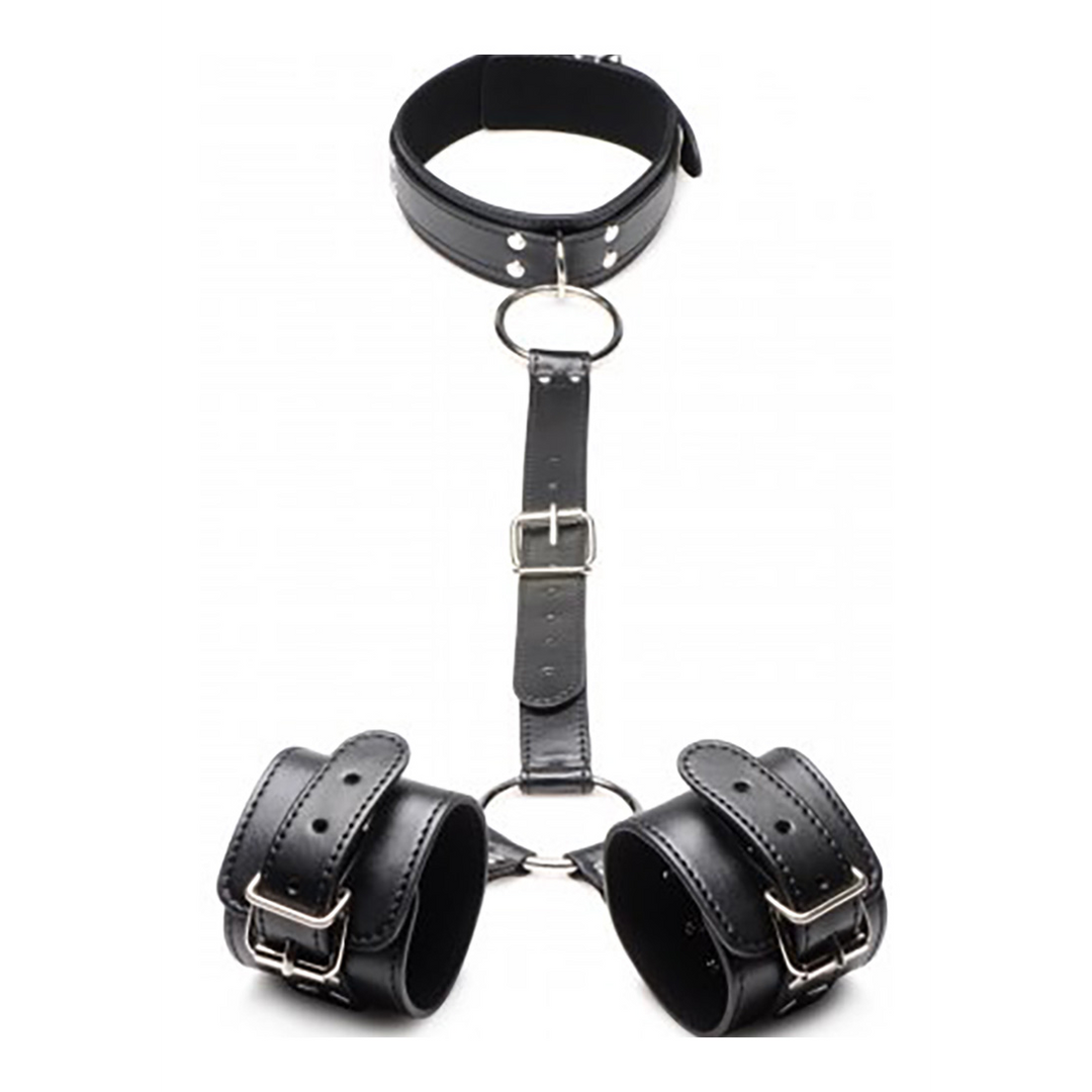 Neck to Wrist Bindings | Comfortable Vegan PU Leather Handcuffs