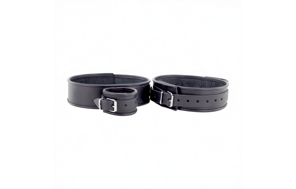 Leather Thigh and Handcuffs Black | Stylish & Sturdy Red Leather