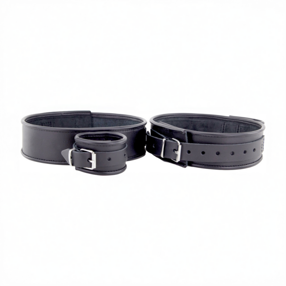Leather Thigh and Handcuffs Black | Stylish & Sturdy Red Leather