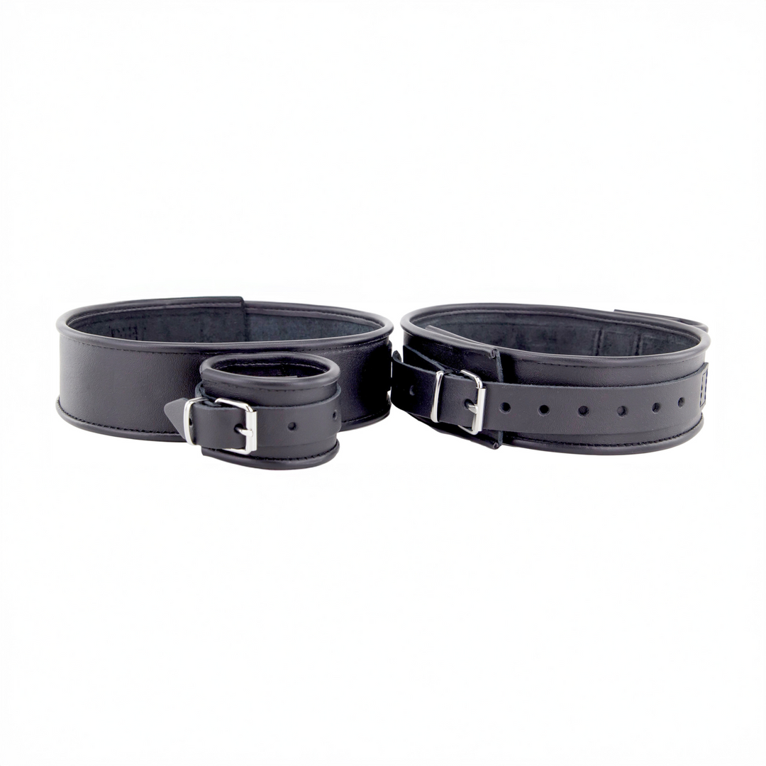 Leather Thigh and Hand Restraints - Black
