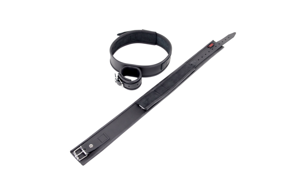 Leder Oberschenkel- und Handfesseln - Schwarz