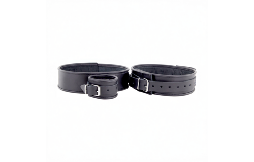 Leather Thigh and Hand Restraints - Black