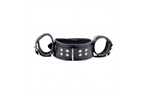 Leather Neck and Hand Restraints - Black