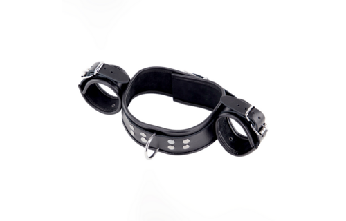 Leather Neck and Hand Restraints - Black