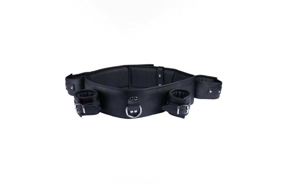 Leather Arm Wrist and Chest Restraints - Black