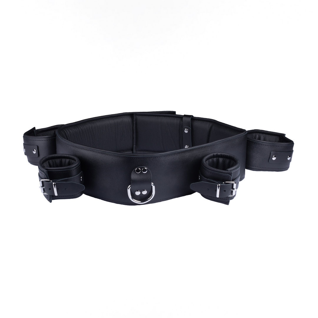 Leather Arm Wrist and Chest Restraints - Black