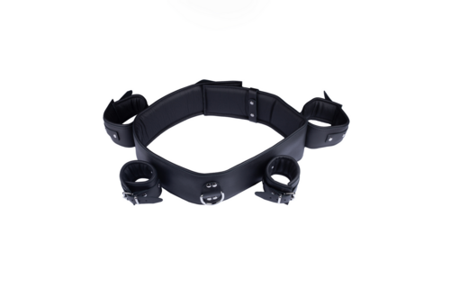 Leather Arm Wrist and Chest Restraints - Black