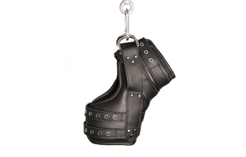 Deluxe Set of 2 Leather Leg Hangers - Black