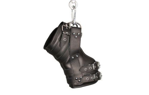 Luxuriöses Set aus 2 schwarzen Leder-Beinaufhängern – Stabil & stilvoll