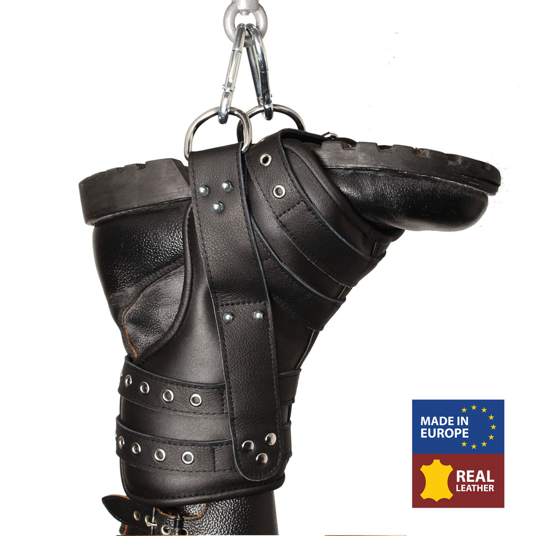 Luxury Set of 2 Black Leather Leg Restraints – Sturdy & Stylish