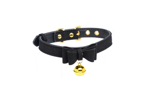Gold Kitty Cat Collar Black/Gold With Bell - Stylish