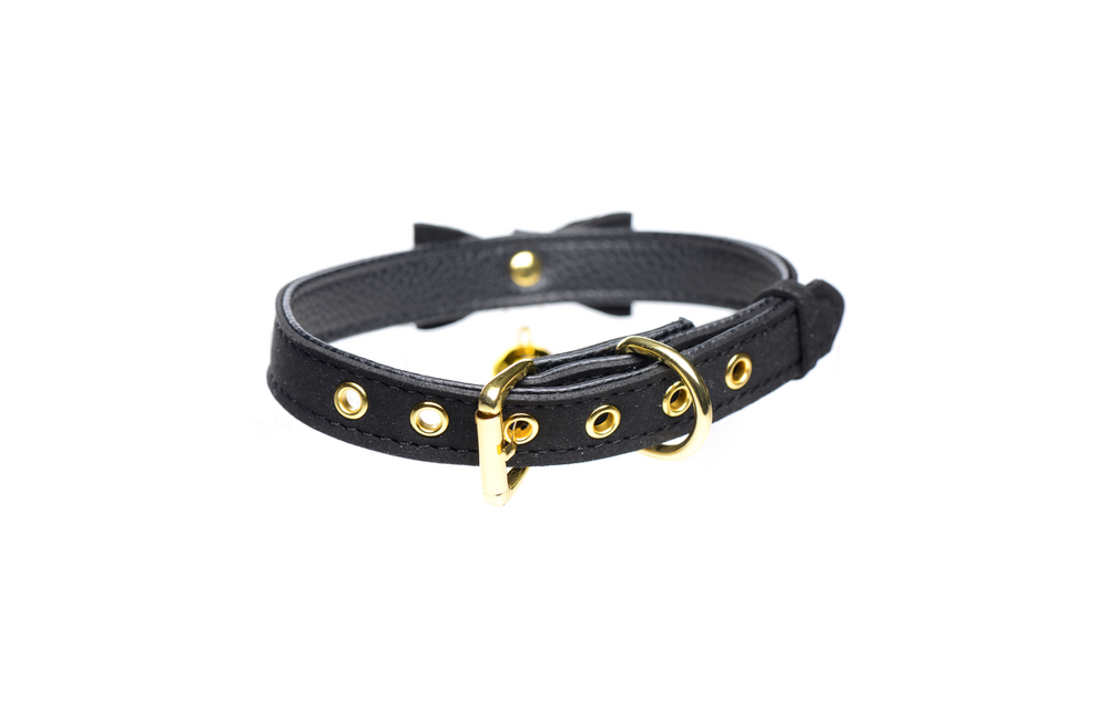 Goldene Kitty - Katzenbellenhalsband - Schwarz/Gold