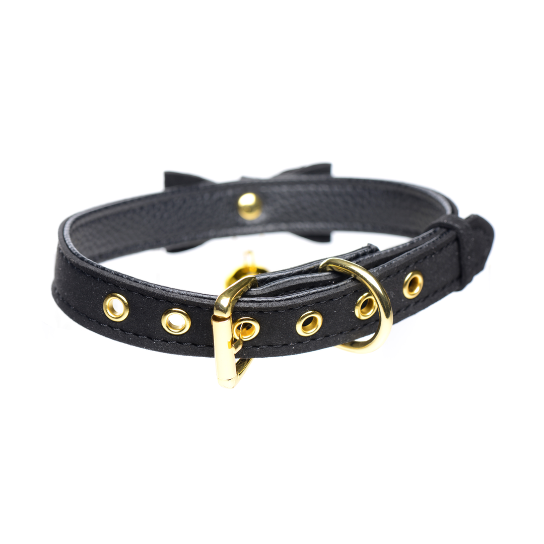Goldenes Kitty-Katzenhalsband Schwarz/Gold mit Glöckchen – Stilvoll