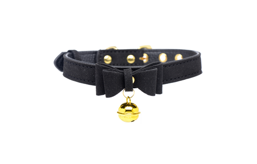 Gold Kitty Cat Collar Black/Gold With Bell - Stylish