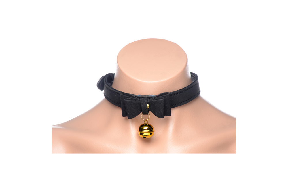 Gouden Kitty Kattenhalsband Zwart/Goud Met Belletje - Stijlvol