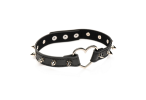 Spiked Heart Choker Black – Edgy & Adjustable PU Leather Collar