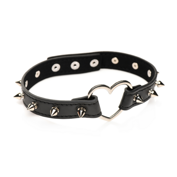 Spiked Heart Choker Schwarz – Ausgefallen & Verstellbarer PU-Lederkragen