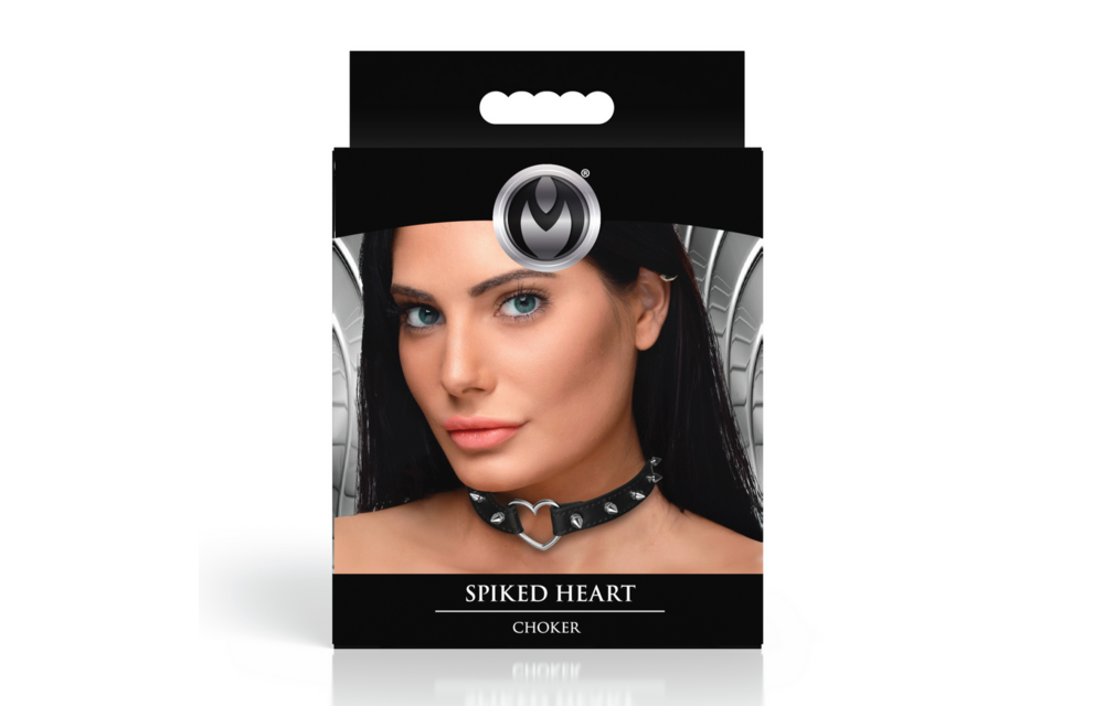 Spiked Heart Choker Zwart – Edgy & Verstelbare Pu-Leer Kraag