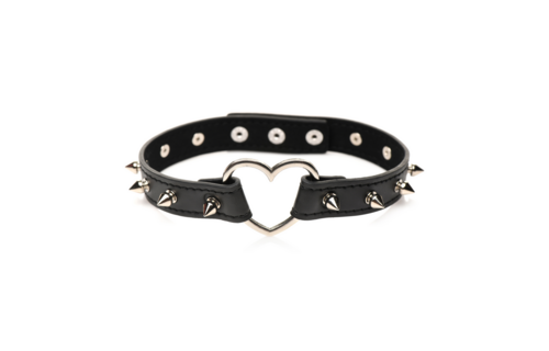 Spiked Heart Choker Black – Edgy & Adjustable PU Leather Collar