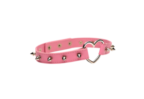 Spiked Heart Choker Pink - Edgy & Kinky Style Accessory