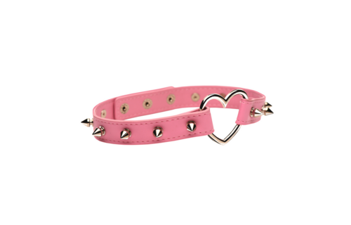 Spiked Heart Choker Roze - Edgy & Kinky Stijl Accessoire