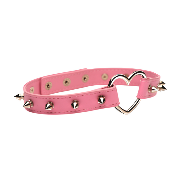 Spiked Heart Choker Roze - Edgy & Kinky Stijl Accessoire
