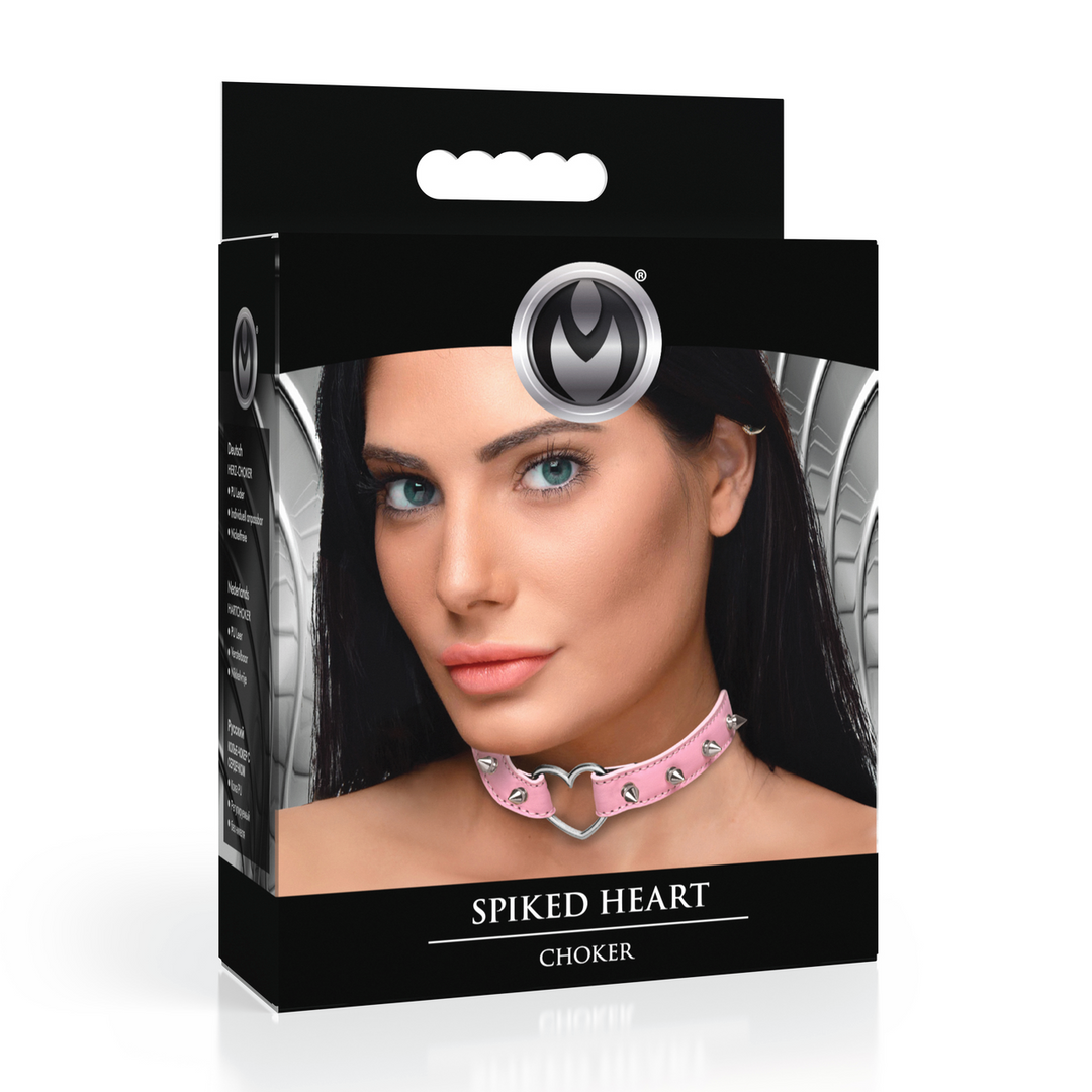 Spiked Heart Choker Pink – Edgy & Kinky Style Accessoire