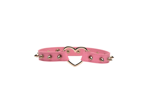 Spiked Heart Choker Pink – Edgy & Kinky Style Accessoire