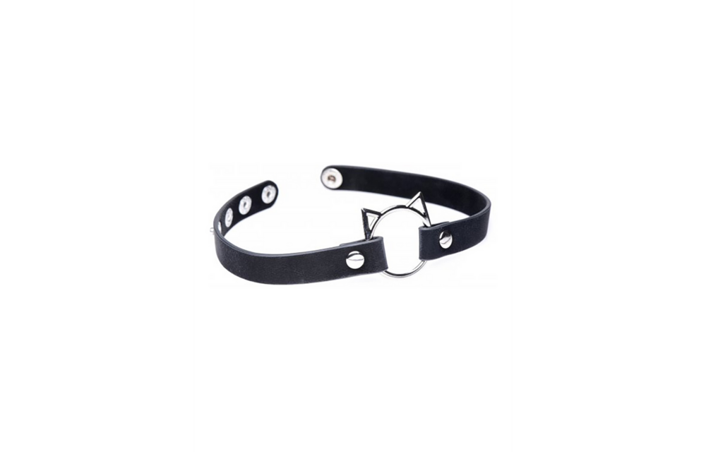 Kinky Kitty Ring Slim Choker - PU Leer - Zwart