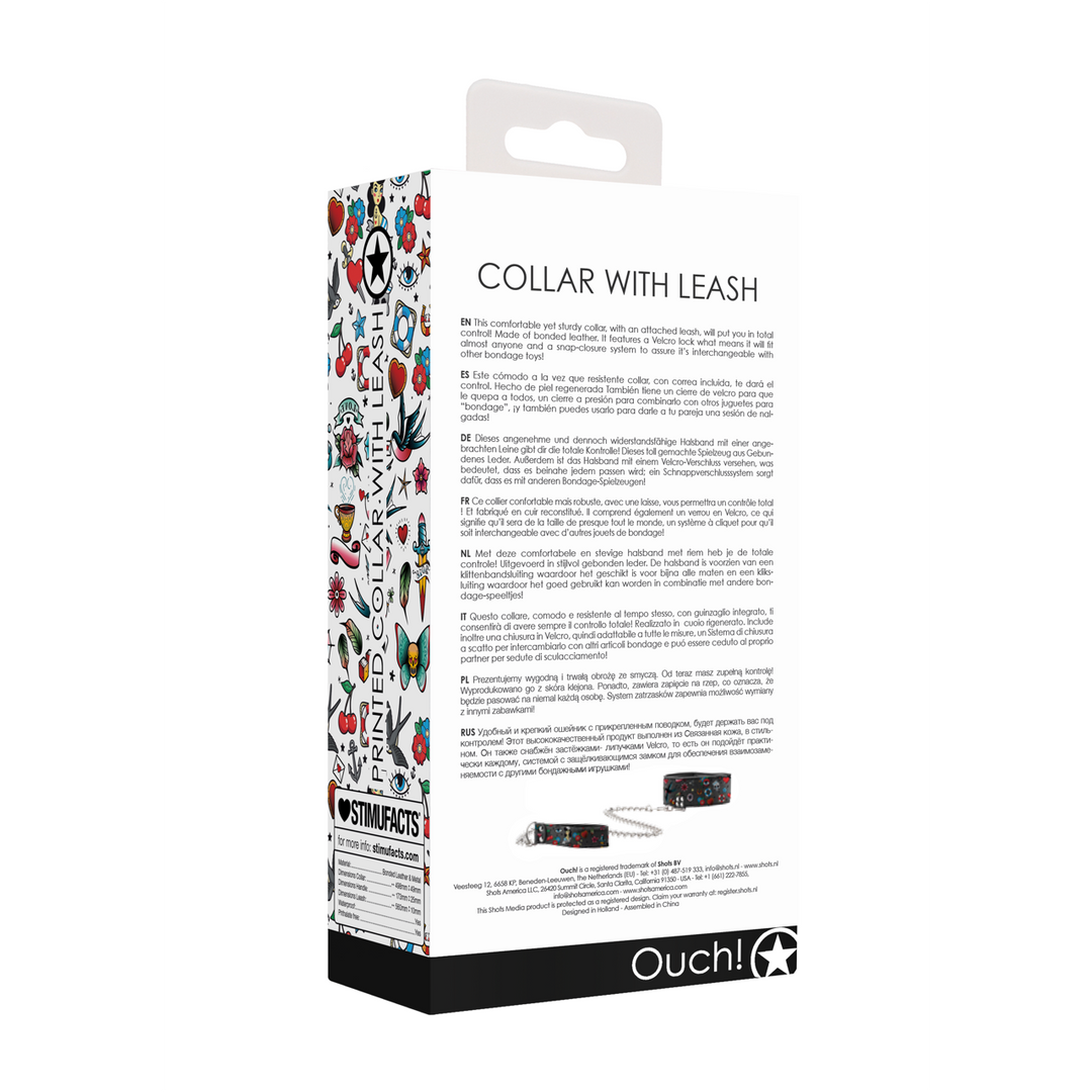 Bedrucktes Halsband mit Leine – Stilvoll, robust und bequem