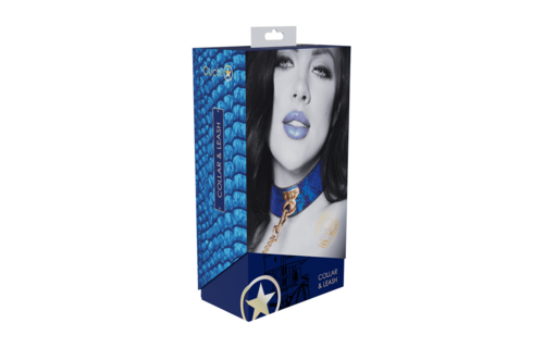 Florence Collectie - Halsband met Leash - Blauw