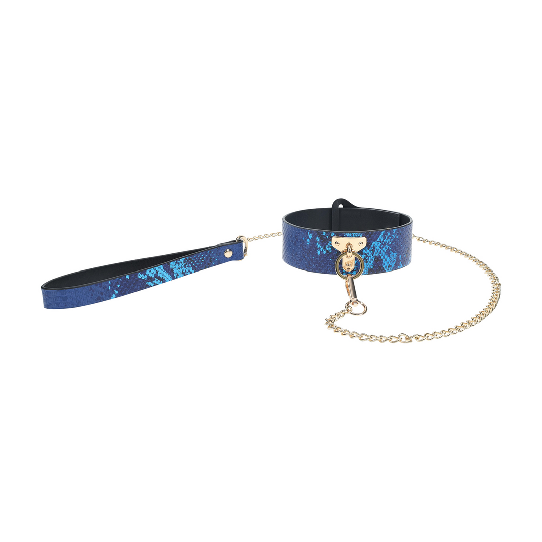 Florence Collectie - Halsband met Leash - Blauw