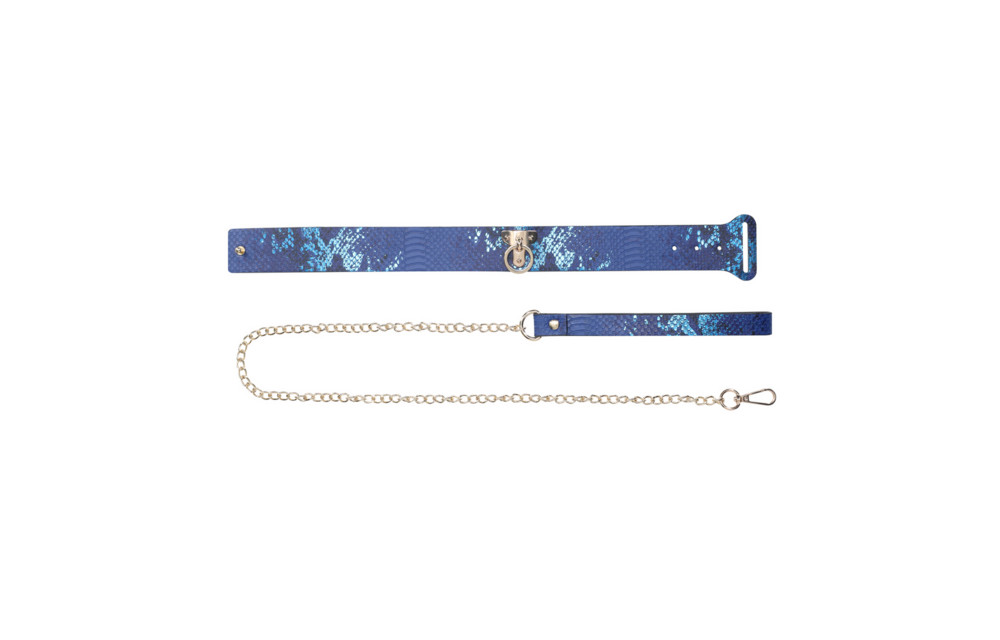 Florence Collectie - Halsband met Leash - Blauw