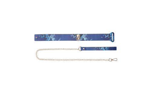 Florence Collectie - Halsband met Leash - Blauw