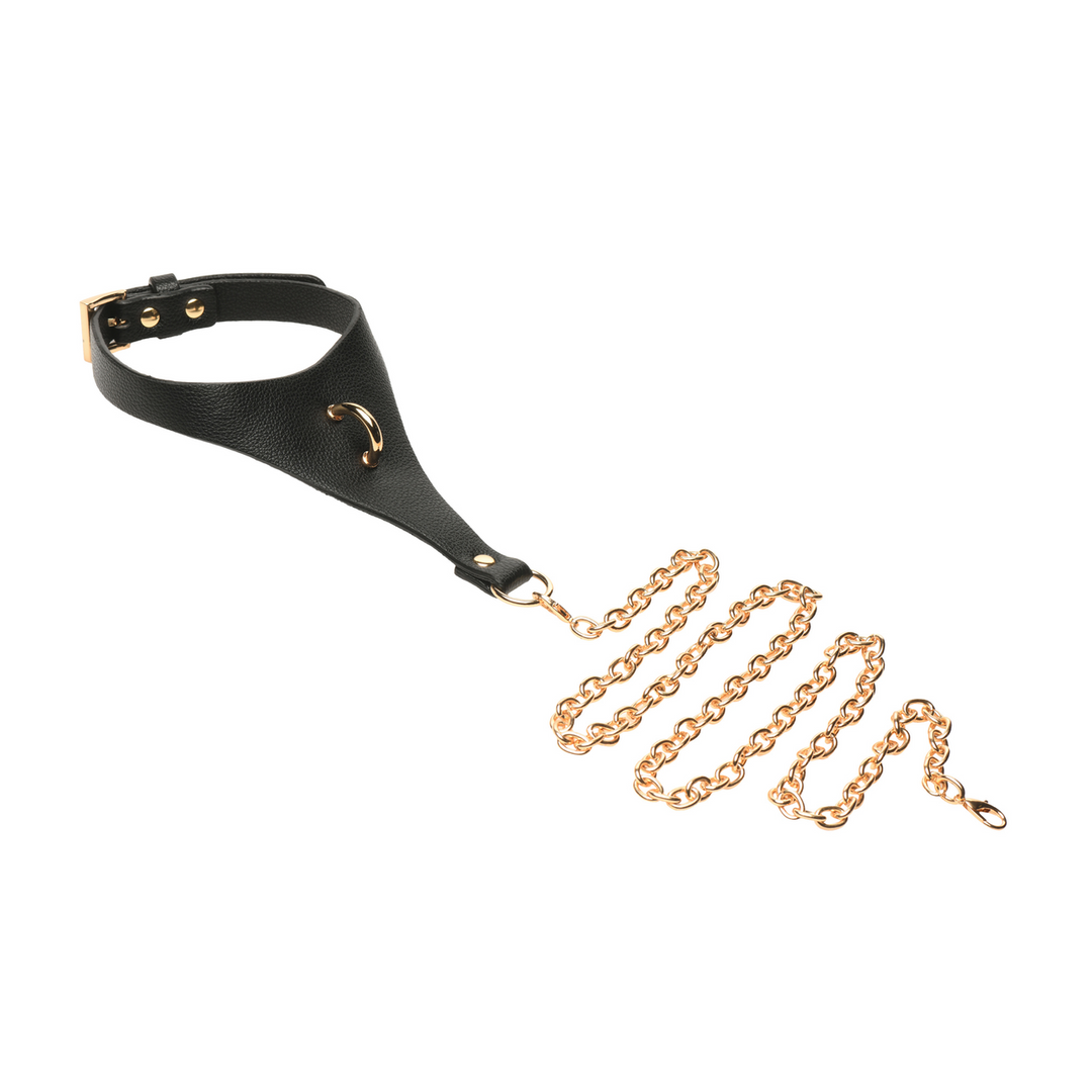 Captivate - Halsband met Lichaamsketting - Zwart/Goud