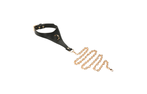 Captivate - Collar with Body Chain - Black/Golden