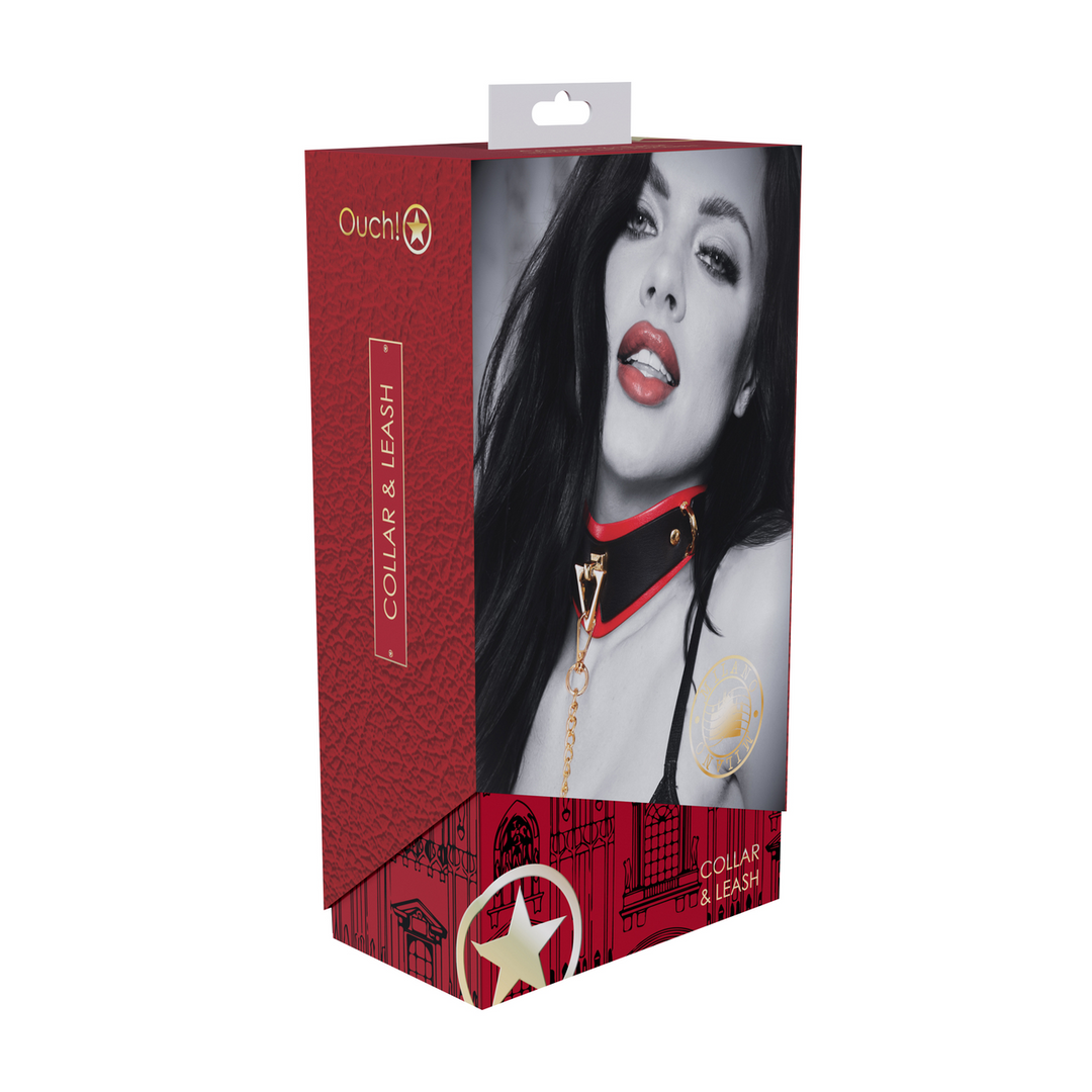 Milan Kollektion - Halsband mit Leine - Schwarz/Rot