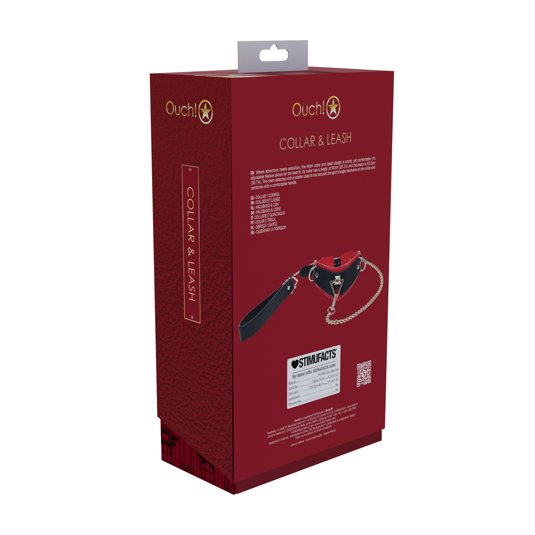 Milan Collection Collar & Leash Black/Red – Durable & Stylish