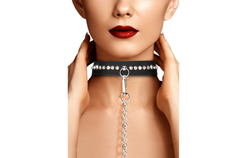 Diamanten Halsband Met Leash – Stijlvol & Verstelbaar Bdsm