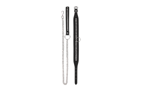 Diamantbesetztes Halsband mit Leine