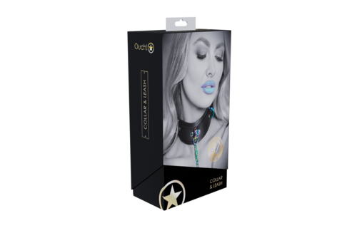 Venice Collectie - Halsband met Leash - Zwart