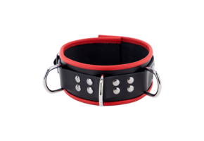 Leather Necklace 3D Rings Red/Black – Cool & Adjustable