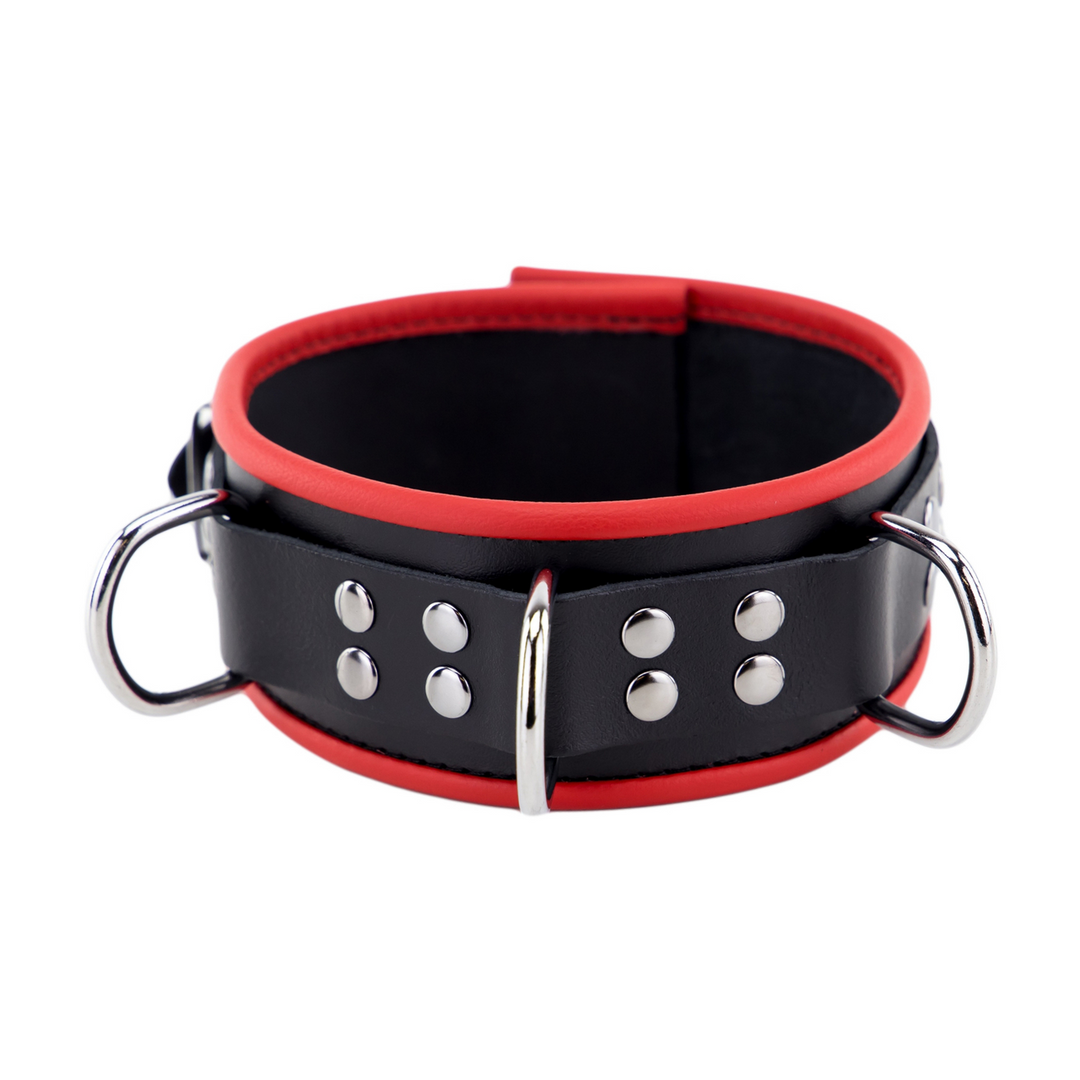Leather Necklace 3D Rings Red/Black – Cool & Adjustable